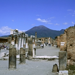 ITALY. CAMPANIA. NAPLES. Pompeii. Forum and Vesuvius