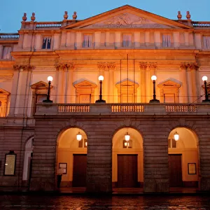Italy. Milan. La Scala by night. Opera house. Inagurated in