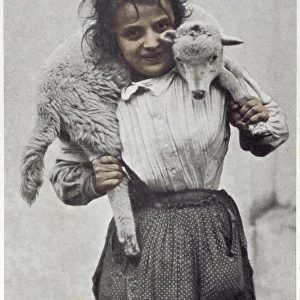 Italy - Naples country girl with lamb