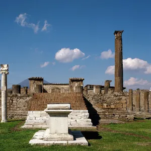 Italy. Pompeii. Temple of Apollo. Marbles altar, ionic colu