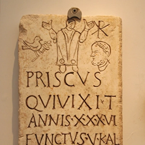 Italy. Roman funerary stele of Prisco. 4th century AD