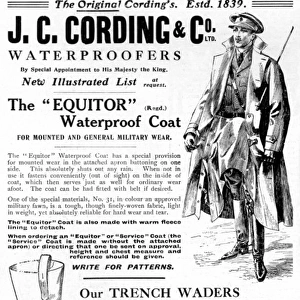 J. Cording advertisement, WW1 with trench waders