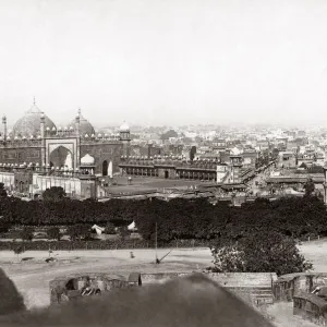 Jama Masjid or Pearl Mosque, Agra, India, circa 1890. Date: circa 1890 Jama Masjid or Pearl Mosque, Agra, India, circa 1890. Date: circa 1890