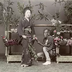 Japan - a flower vendor and customer
