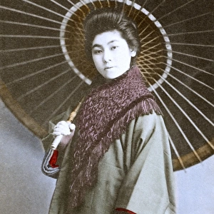 Japan - High Class Japanese woman with large umbrella