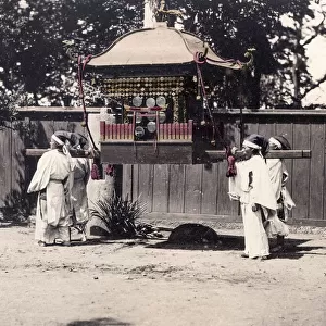 Japan, ornate palanquin and porters, c. 1870 s