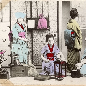 Japan - Women performing a variety of tasks in the home