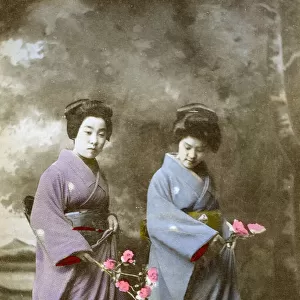 Japanese - Two Geisha Girls - Studio Photograph