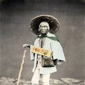 Japanese pilgrim, man with stick, Japan