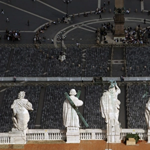 Jesus and the Apostles on the roof of St. Peters Basilica