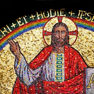 Jesus Christ mosaic over door, San Babila Church, Milan