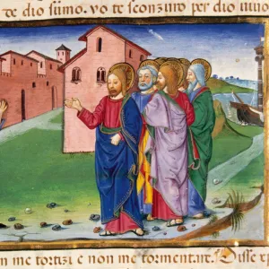 Jesus meets a man possessed by evil spirits. Codex of Predis