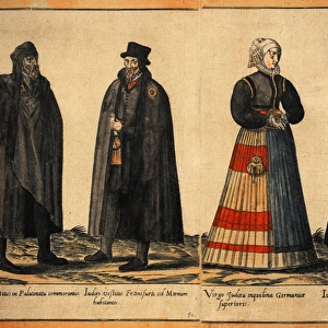 Jews in traditional dress. Engraving