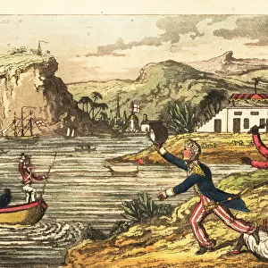 Johnny in the West Indies pursued by a black squadron