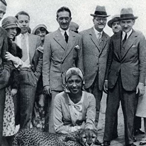 Josephine Baker with her pet cheetah at Deauville, France