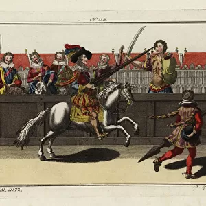 Jousting at a quintain or pavo