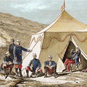 Juan Prim (1814-1870) in his tent. Morocco