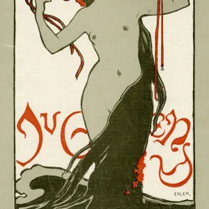 Jugend front cover, naked woman with long hair and masks