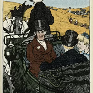 Jugend front cover, people in a horse-drawn carriage