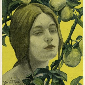 Jugend front cover, young woman with apple tree