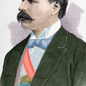 Julio Herrera Obes (1841-1912). Engraving. Colored