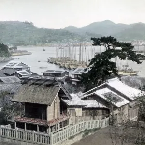 Junks at Naminohira, Nagasaki, Japan circa 1880s. Date: circa 1880s Junks at Naminohira, Nagasaki, Japan circa 1880s. Date: circa 1880s