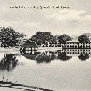 Kandy Lake and Queens Hotel, Kandy, Ceylon (Sri Lanka)