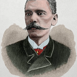 Karl Larsen (1860-1931). Danish writer. Engraving. Colored