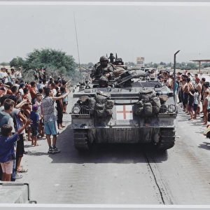 The KFOR invasion passing Stenkovich refugee camp