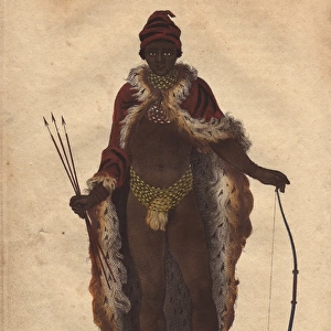 Khoisan man of South Africa wearing animal