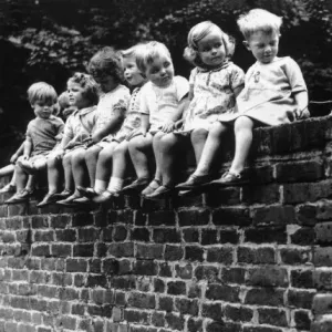 Kids & Cat on a Wall