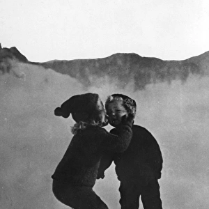 Kids Kissing in the Snow