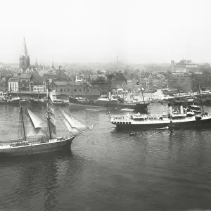 Kiel, Germany, with boats and ships on the water