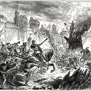 King Edward I in action during the Siege of Berwick, during the First War of Scottish