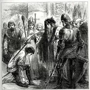 King Edward III knighting his son, Edward the Black Prince, in Normandy, France