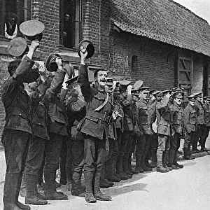 King George V cheered by troops in France, WW1