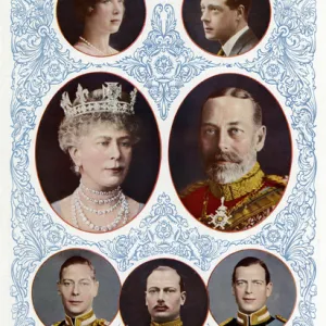 King George V and Queen Mary with thier adult children