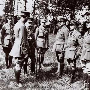 King George V with RAF officers, Western Front, WW1