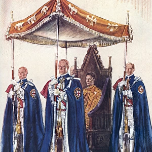 King George VI and his canopy bearers, coronation
