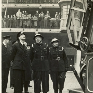 King George VI inspecting firefighting equipment, WW2