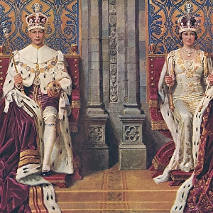 King George VI and Queen Elizabeth enthroned
