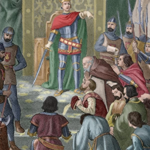 The King Henry III (1379-1406) imparting justice. Engraving