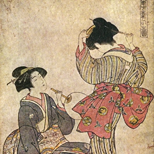Kitao Shigemasa print - Two Girls