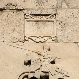 Knight with shield and spear. Pula. Croatia