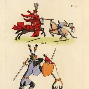 Knights in combat, 14th century