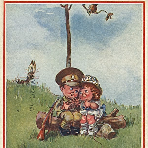 Knitting postcard, WW1