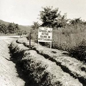 Korean War era - Speed Limit sign close to the 38th parallel north, which formed the