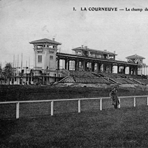 La Courneuve racecourse with grandstand, France