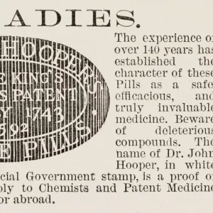 To Ladies. Advert for Dr John Hoopers Female Pills. Date: 1886