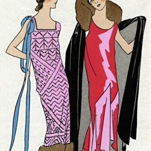 Two ladies in outfits by Jeanne Lanvin and Jean Patou